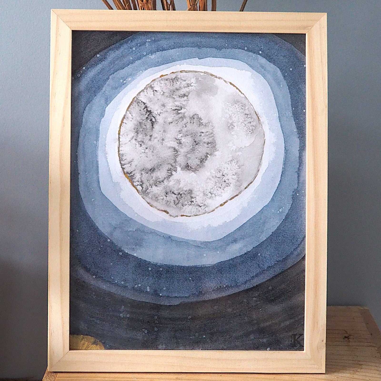 Illustration aquarelle éclipse originale