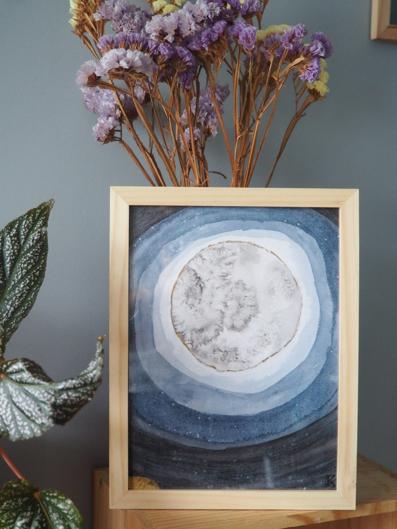 Illustration aquarelle éclipse originale